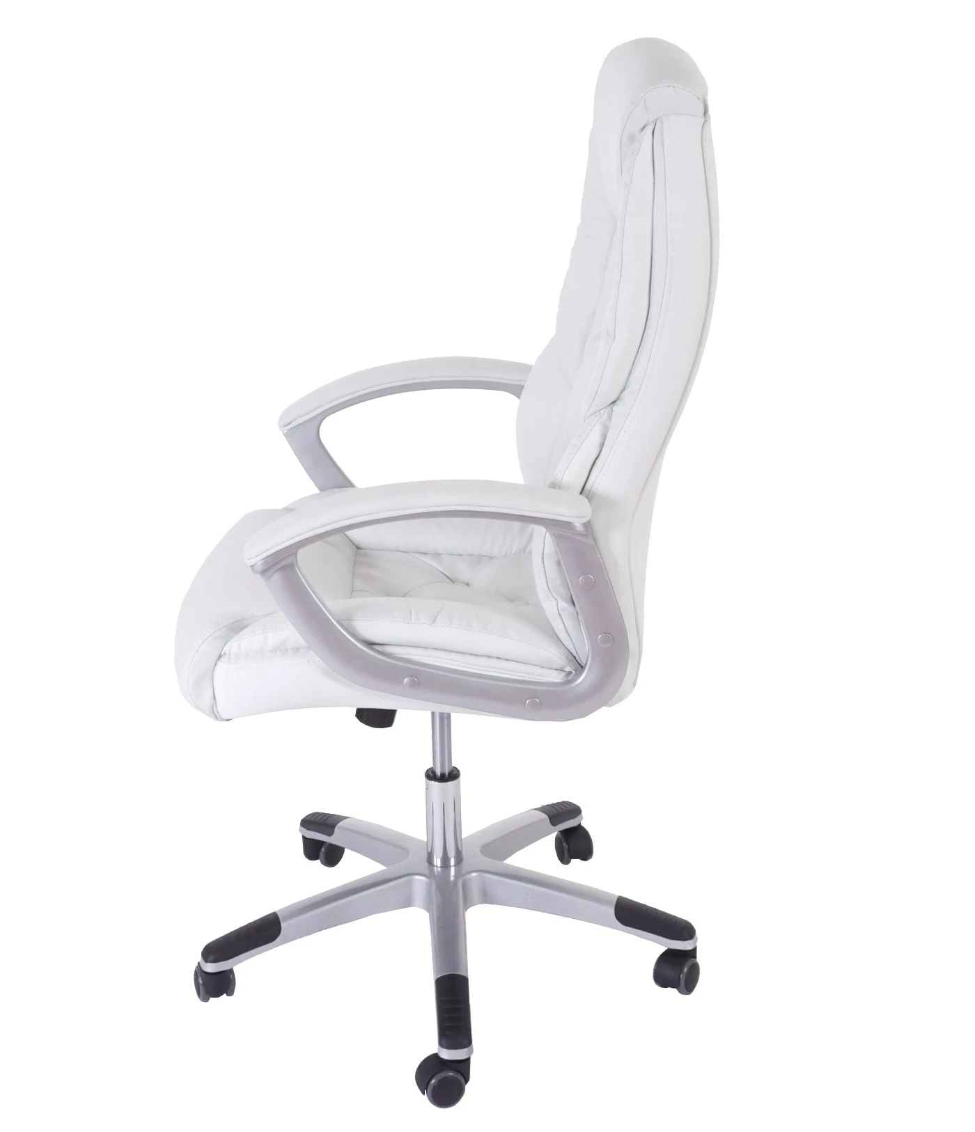 Profi-Bürostuhl H42 XXL, Chefsessel Drehstuhl, 150kg Belastbar Kunstleder ~ Weiß – Bild 3