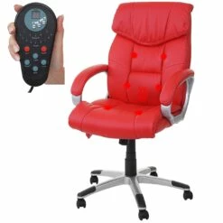 Massage-Bürostuhl MCW-A71, Drehstuhl Chefsessel, Heizfunktion Massagefunktion Kunstleder ~ Rot