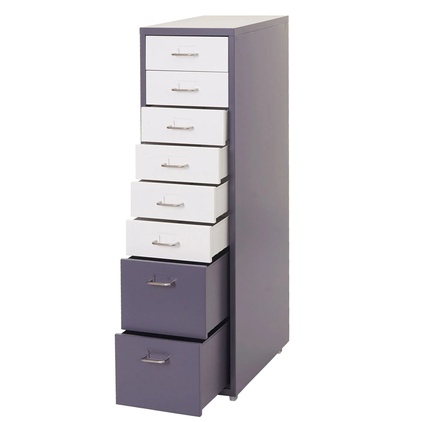 Rollcontainer Preston T851, Schubladenschrank Stahlschrank, 110x28x41cm 8 Schubladen ~ Dunkelgrau Weiß-dunkelgrau – Bild 5