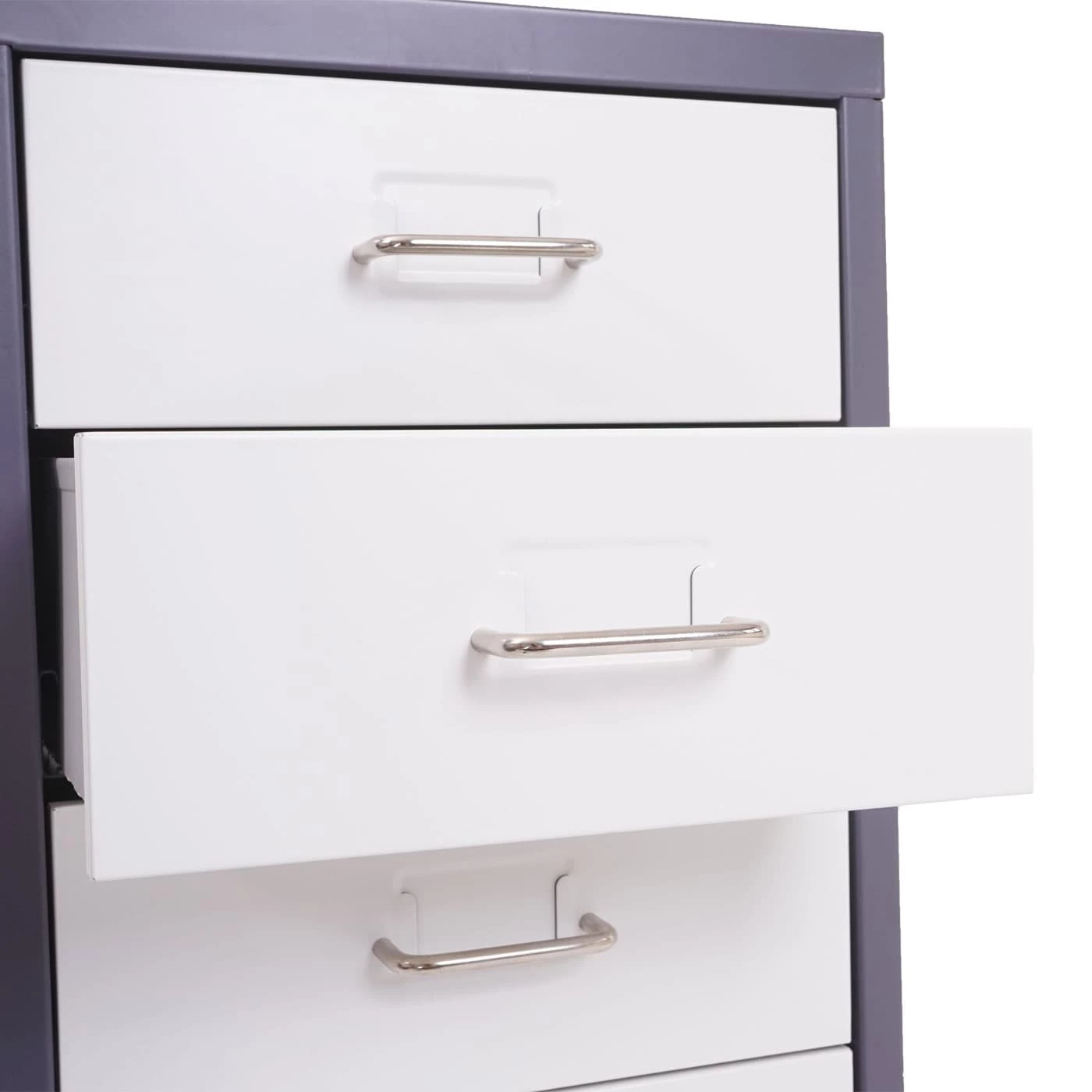 Rollcontainer Preston T851, Schubladenschrank Stahlschrank, 110x28x41cm 8 Schubladen ~ Dunkelgrau Weiß-dunkelgrau – Bild 6