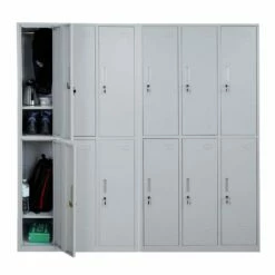 Schließfach Preston T829, Schließfachschrank Wertfachschrank Spind, Metall 12 Fächer ~ Grau