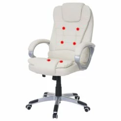 Massage-Bürostuhl Blackpool, Massagestuhl Drehstuhl Chefsessel, Kunstleder ~ Creme