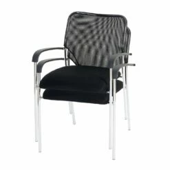 2er-Set Besucherstuhl Tucson, Konferenzstuhl Stapelbar, Stoff/Textil ~ Sitz Schwarz, Rückenfläche Schwarz