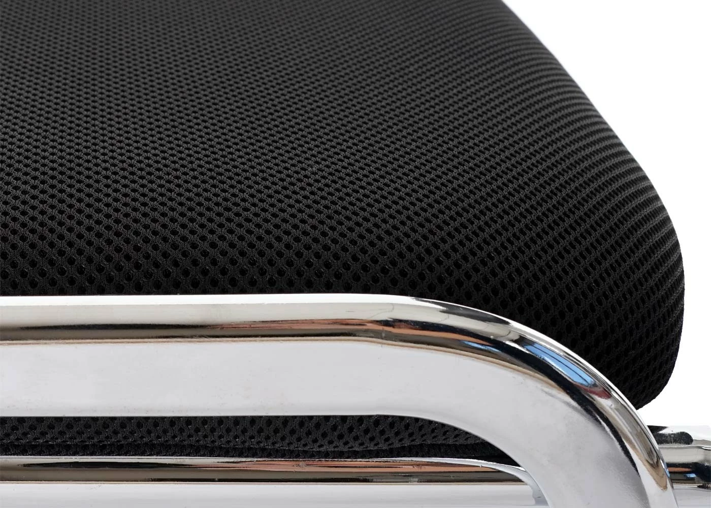 4er-Set Besucherstuhl H401, Konferenzstuhl Stapelbar, Stoff/Textil ~ Sitz Schwarz, Füße Chrom – Bild 4