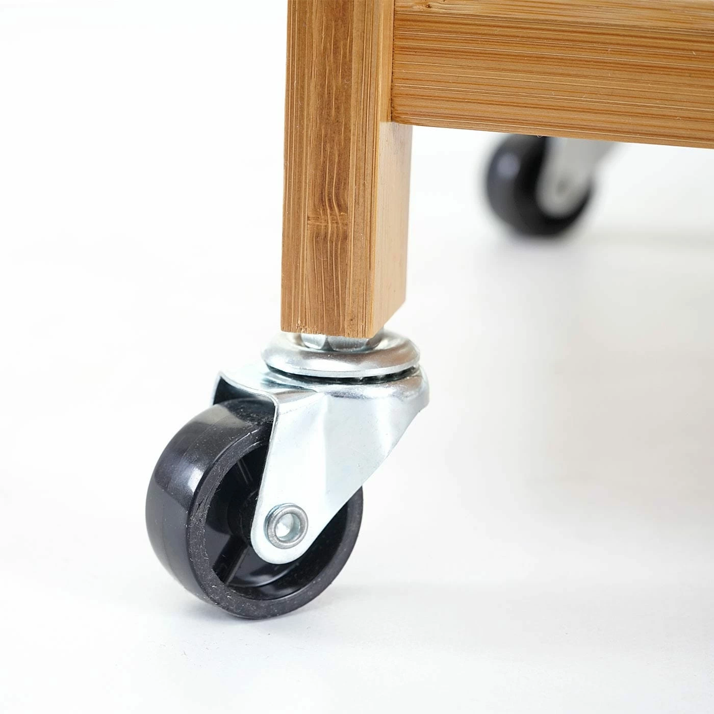 Rollwagen MCW-D91, Rollregal Allzweckwagen Bücherregal, 3 Ebenen Bambus 76x46x38cm – Bild 4