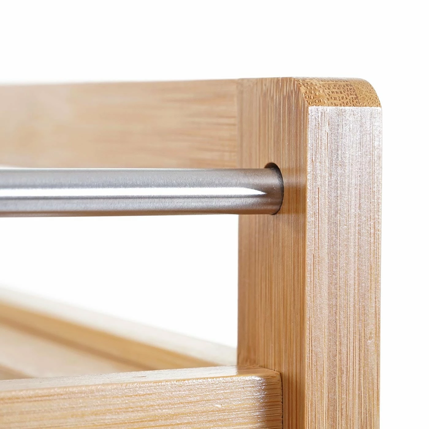 Rollwagen MCW-D91, Rollregal Allzweckwagen Bücherregal, 3 Ebenen Bambus 76x46x38cm – Bild 5