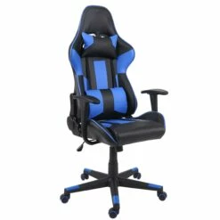 Bürostuhl MCW-F84, Schreibtischstuhl Gamingstuhl Chefsessel Drehstuhl, Kunstleder ~ Schwarz/blau