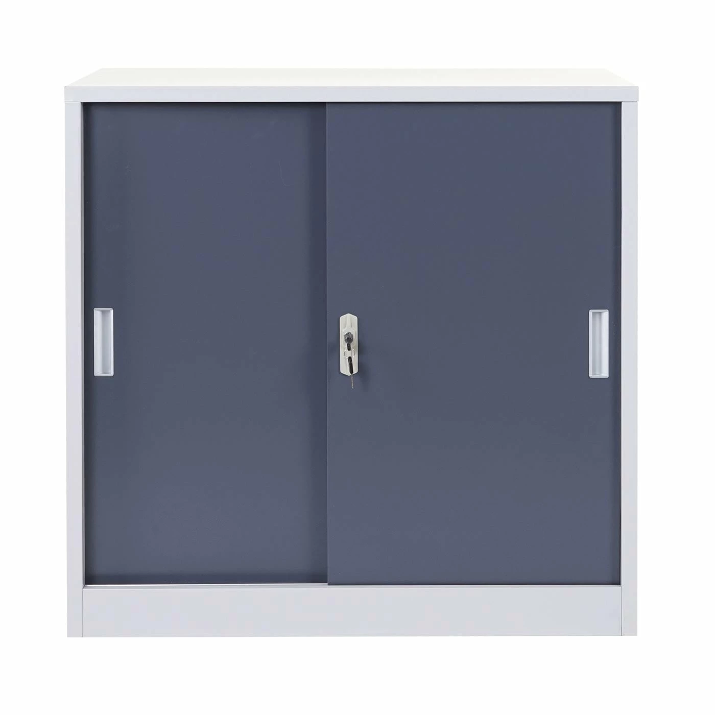 Aktenschrank Preston MCW-F41, Stahlschrank Büroschrank, Mit Abschließbaren Schiebetüren 90x90x45cm ~ Anthrazit – Bild 3