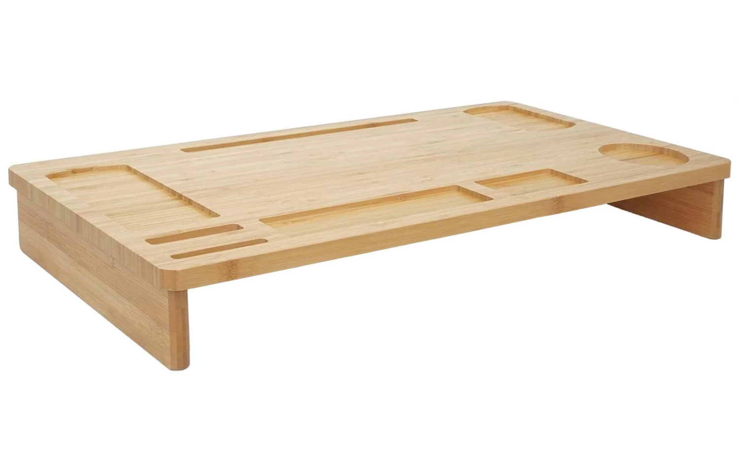 Monitorerhöhung MCW-E85, Monitorständer Tischorganizer Bildschirmerhöhung, Bambus 9x65x31cm – Bild 4