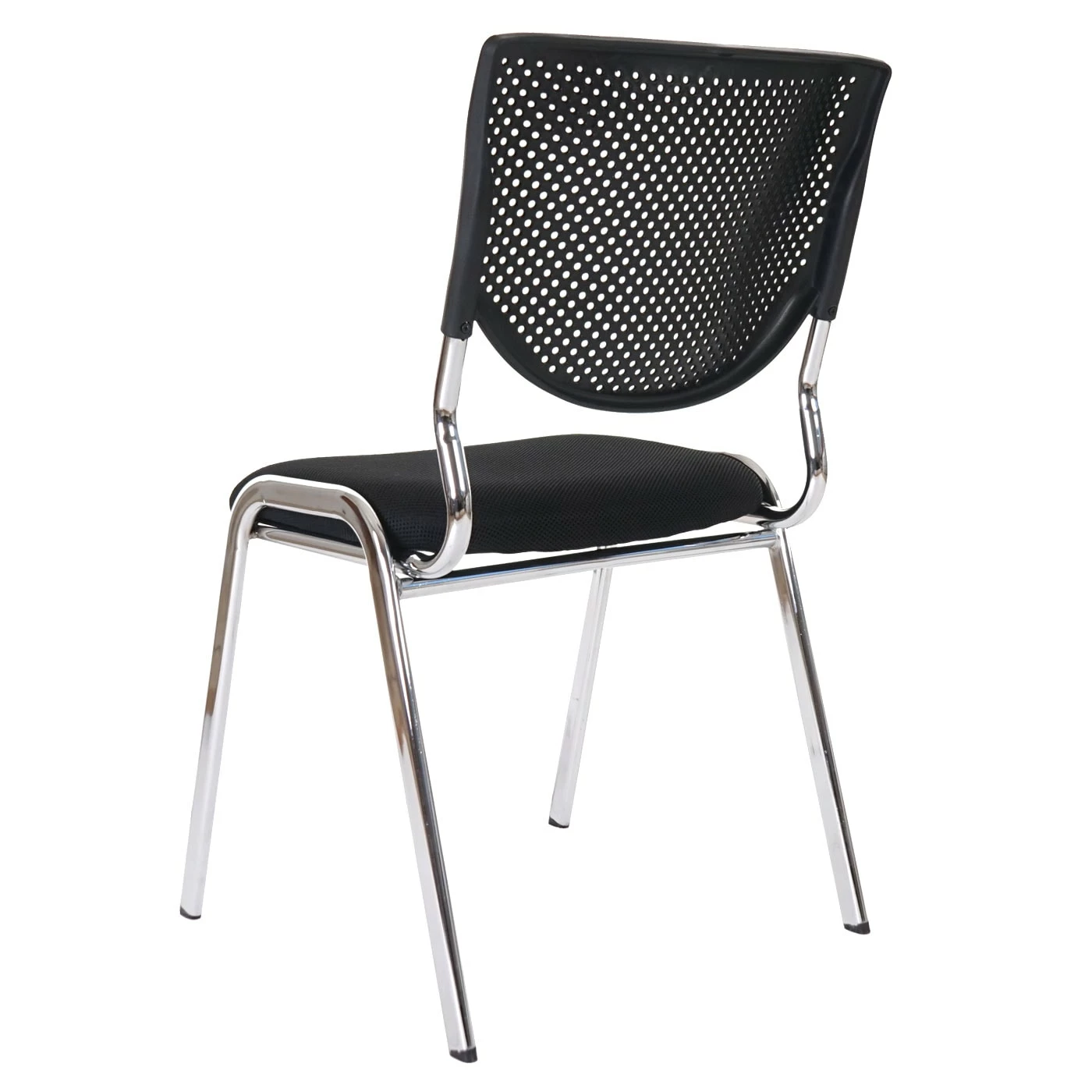 Besucherstuhl H401, Konferenzstuhl Stapelbar, Stoff/Textil ~ Sitz Schwarz, Füße Chrom – Bild 5