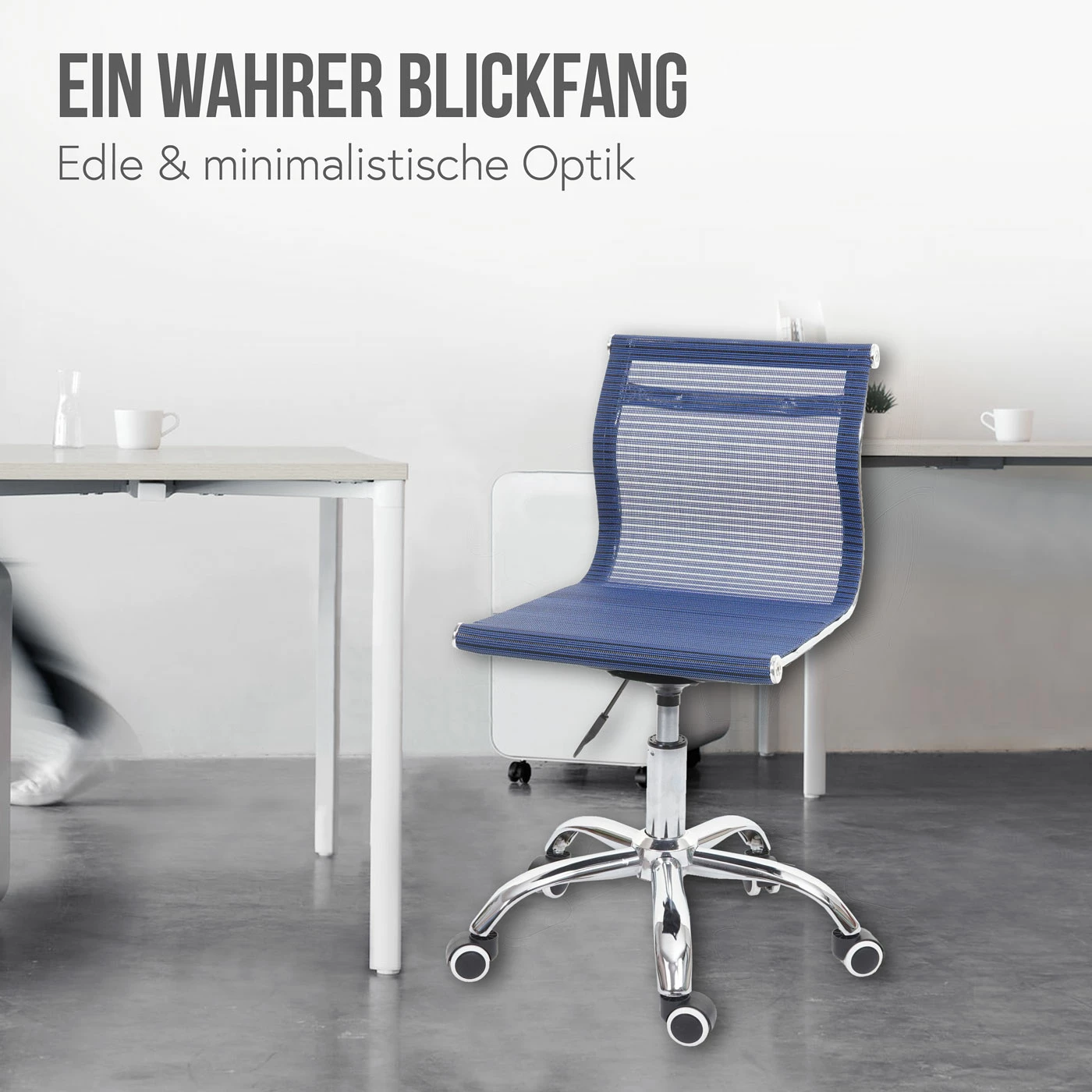 Bürostuhl MCW-K53, Drehstuhl Schreibtischstuhl Computerstuhl, Netzbezug Stoff/Textil ~ Blau – Bild 3