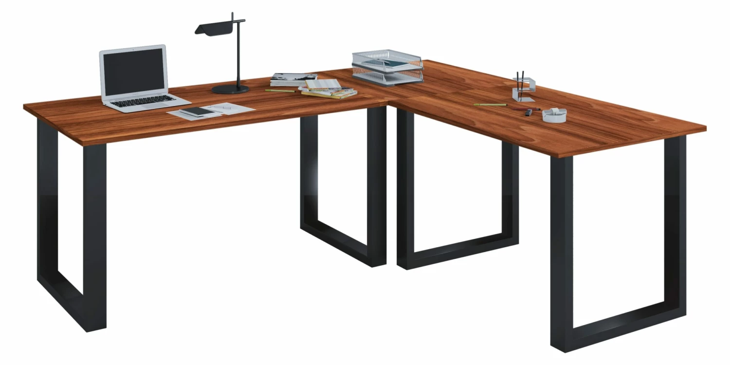 VCM Eckschreibtisch Lona Tiefe 50 U Alu Schwarz