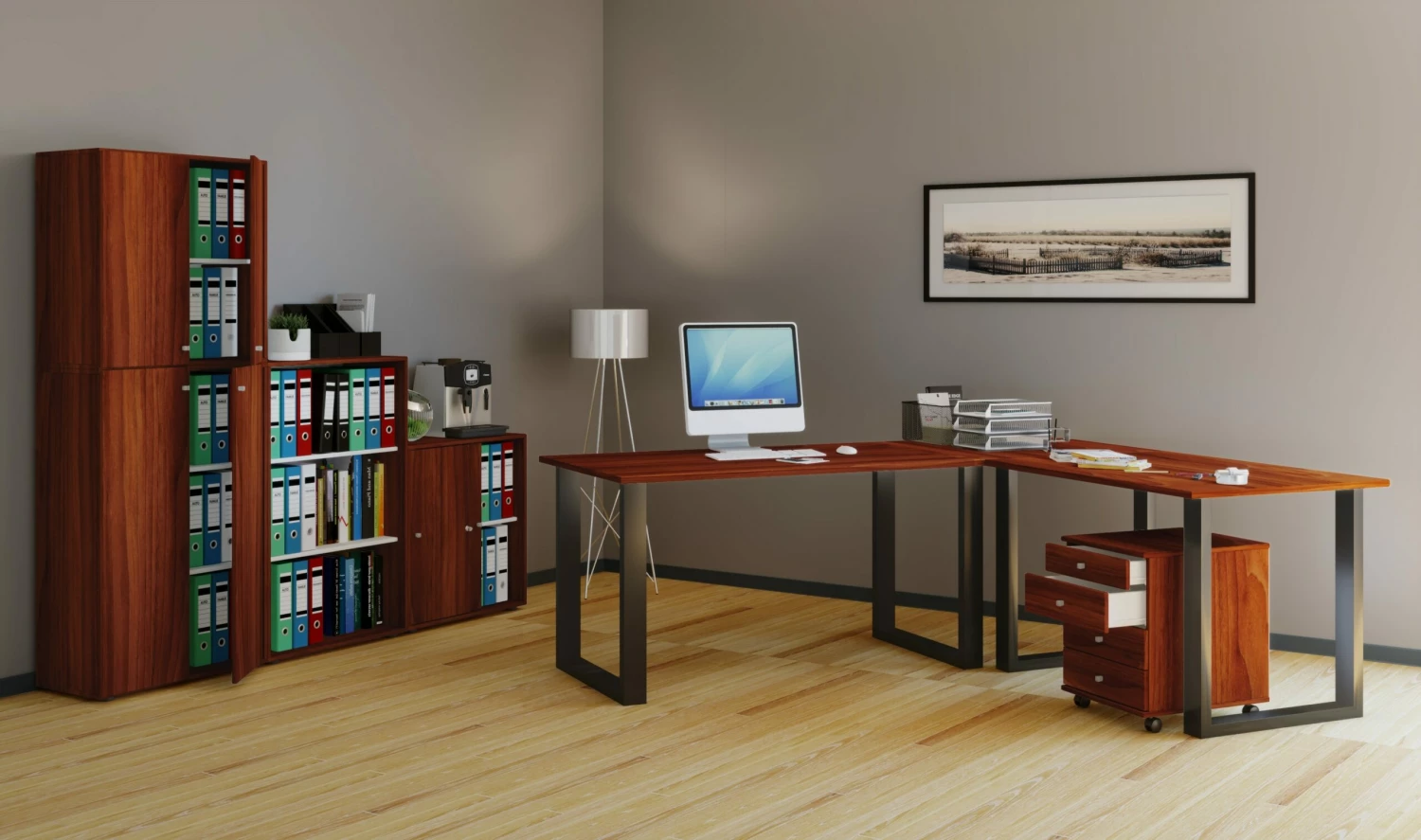 VCM Eckschreibtisch Lona Tiefe 50 U Alu Schwarz – Bild 2