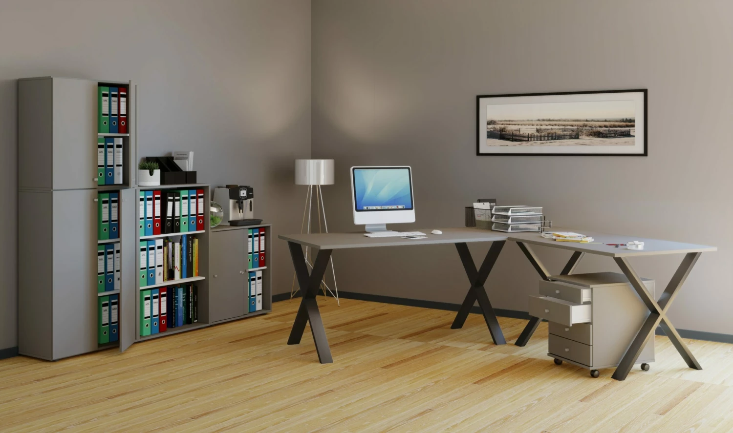 VCM Eckschreibtisch Schreibtisch Computer Winkeltisch Lona 80 X Schwarz – Bild 2