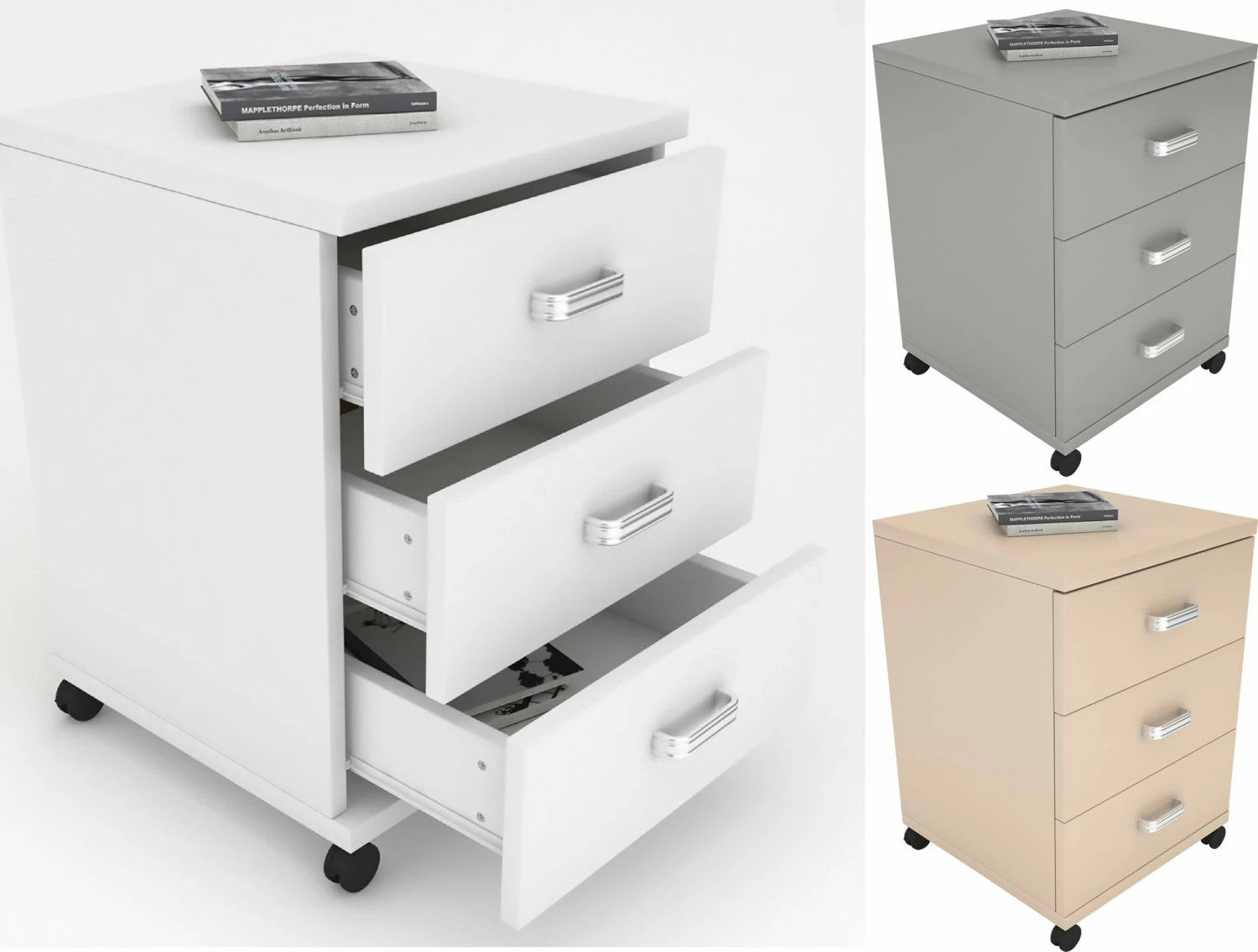 VCM Rollcontainer Beistellcontainer Bürocontainer Rollen Rollbar Schublade Tobila