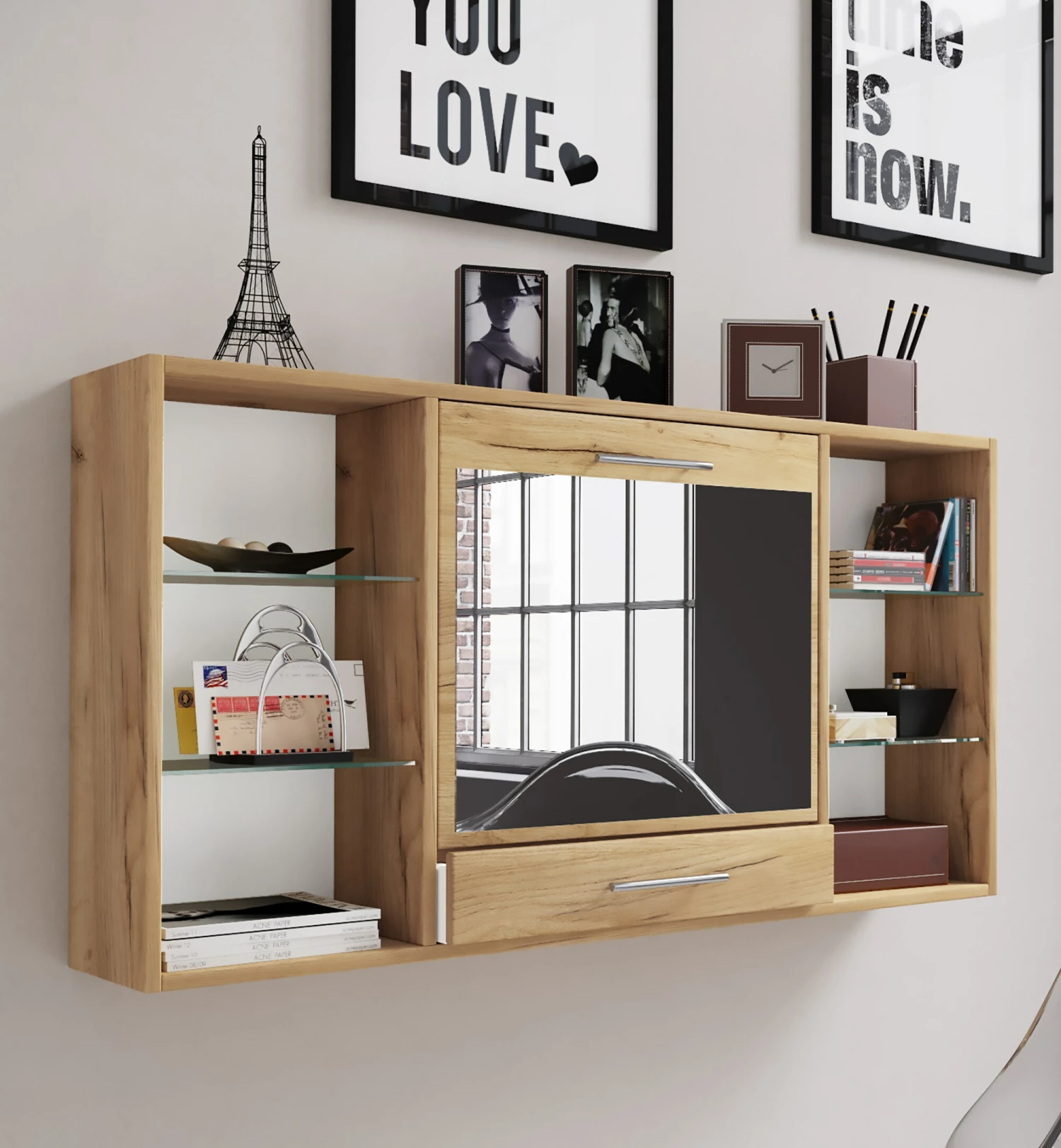 VCM Schminktisch Wand Frisiertisch Schminkschrank Wandregal Spiegel Teala – Bild 4