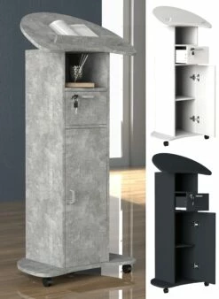 VCM Holz Stehpult Rednerpult Mobil Stehtisch Rollbar Rollen Schublade Redola Tür