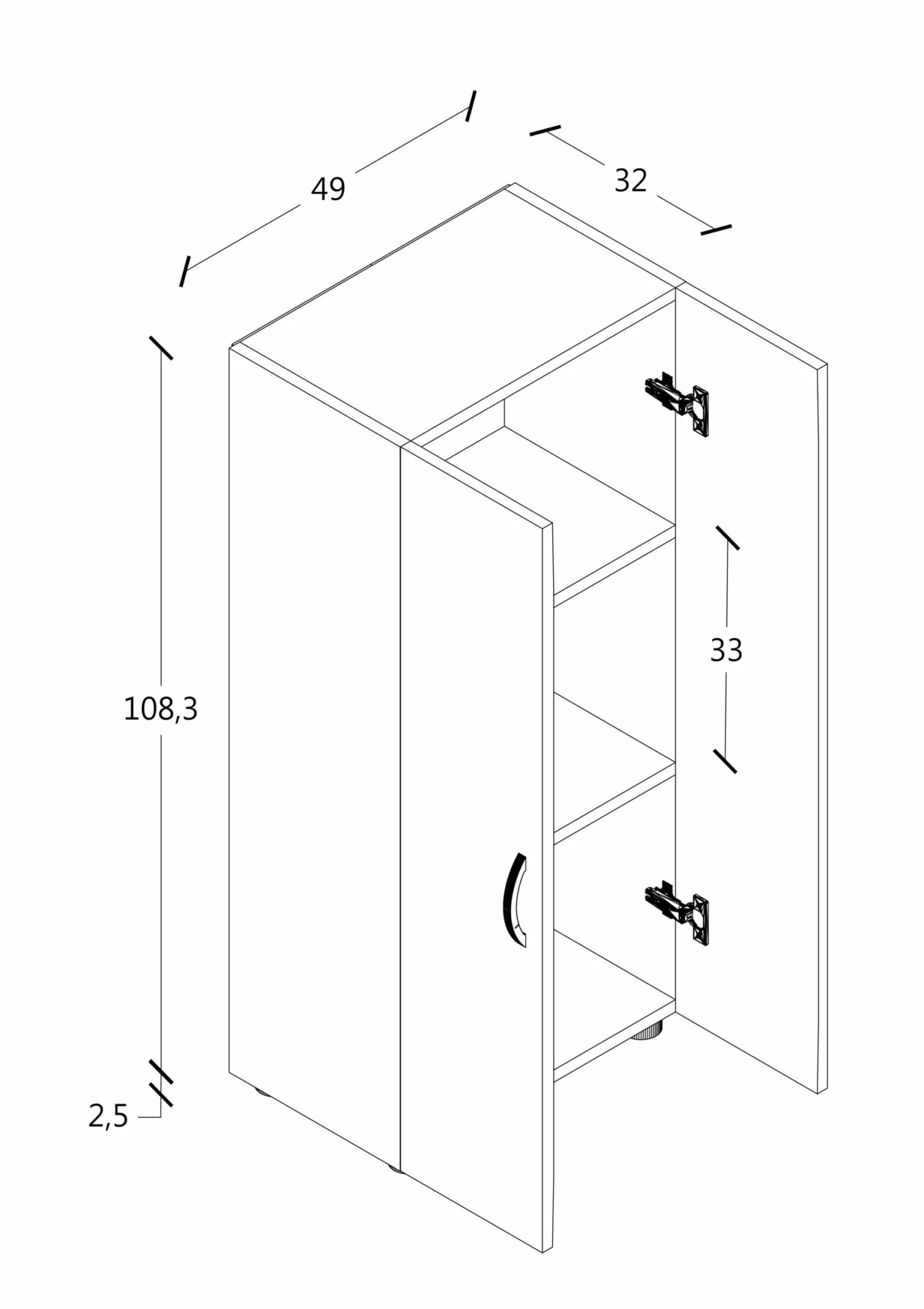 VCM Büroschrank Bücher Ordner Aktenschrank Büromöbel Schrank Ulas 3-fach Drehtüren – Bild 3