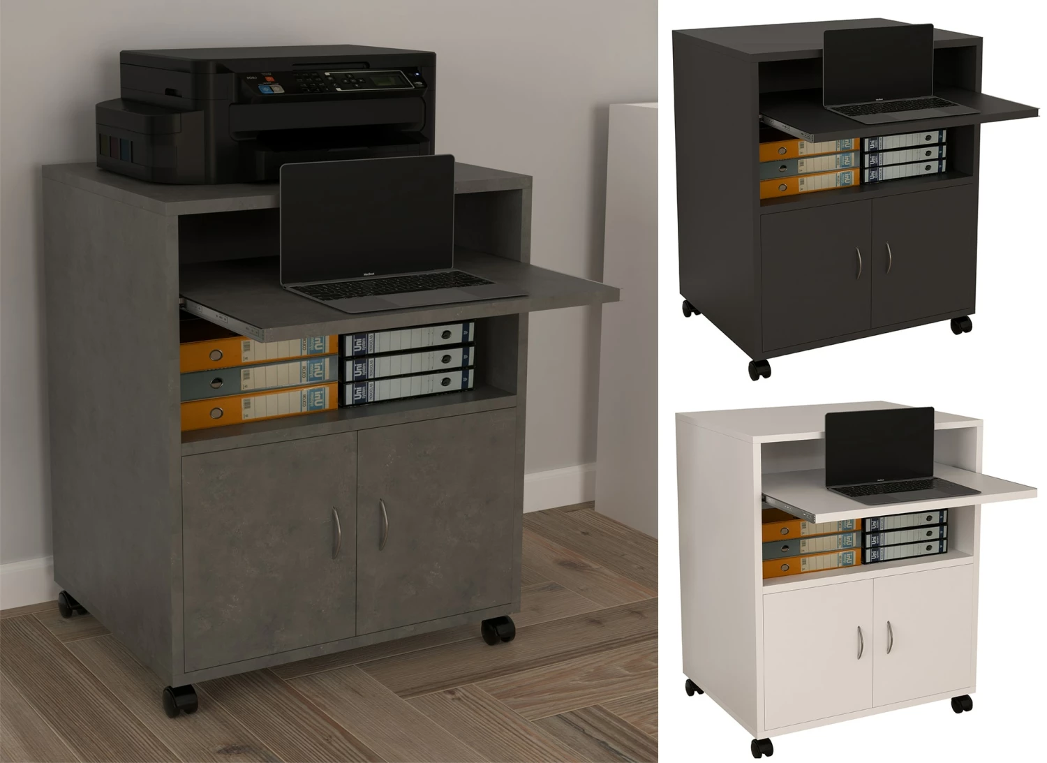 VCM Rollcontainer Beistellcontainer Bürocontainer Rollen Tastaturauszug Milasi – Bild 2