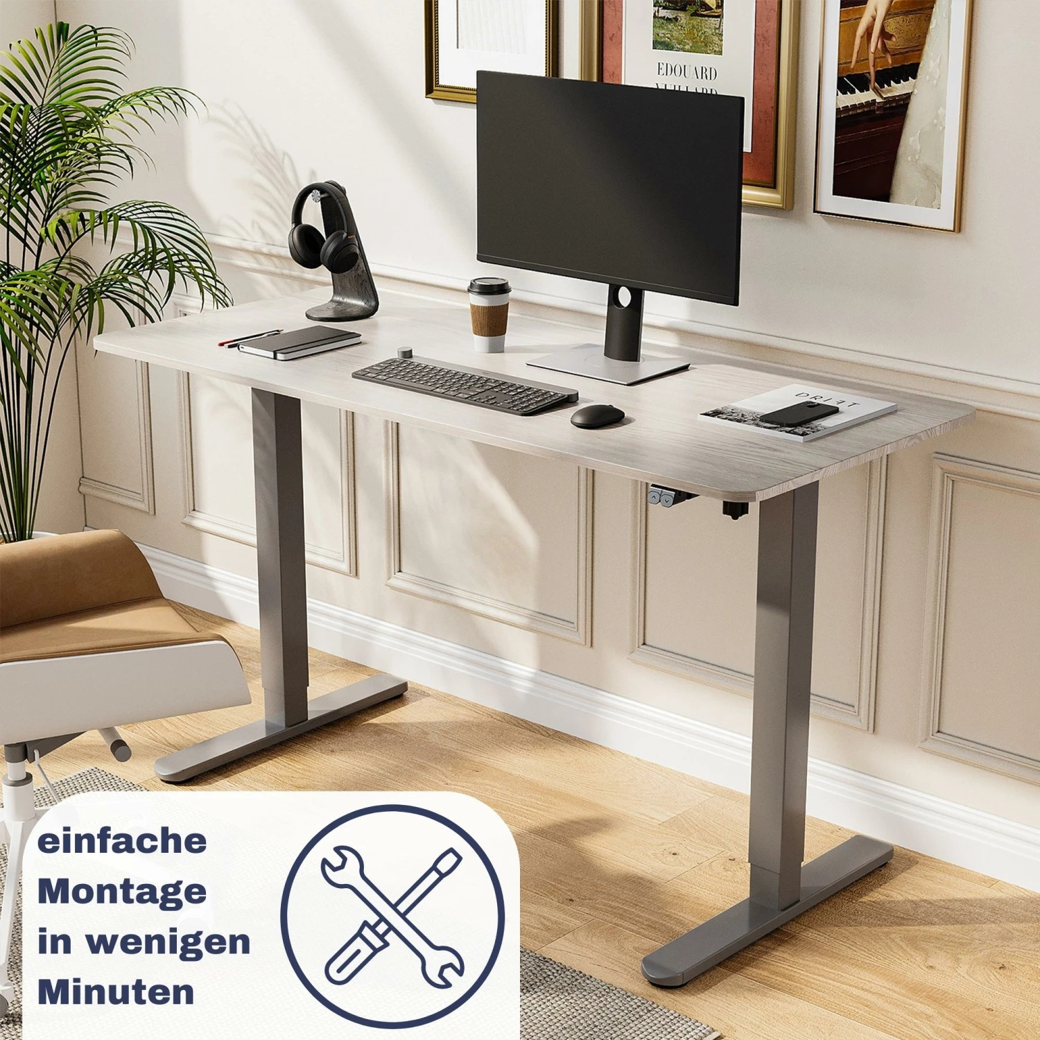 Albatros Schreibtisch-Gestell LIFT N3S, Silber, Elektrisch Höhenverstellbar – Bild 3