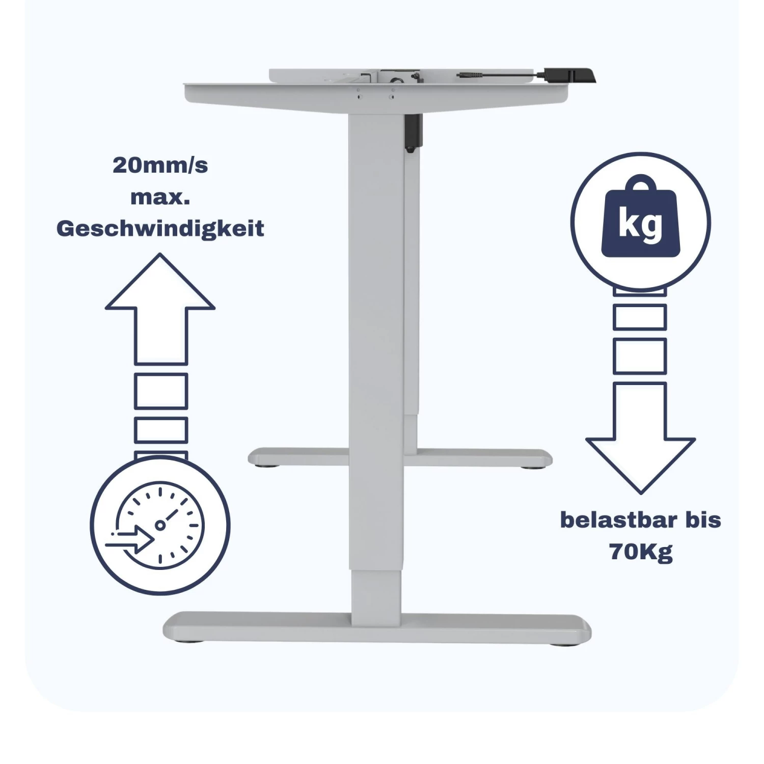 Albatros Schreibtisch-Gestell LIFT N3S, Silber, Elektrisch Höhenverstellbar – Bild 4