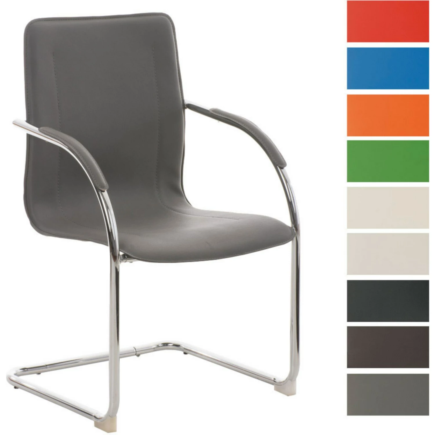 CLP Freischwinger Melina V2 Mit Kunstlederbezug I Konferenzstuhl Mit Armlehne I Bürostuhl Mit Metallgestell In Chrom-Optik Und Bodenschonern – Bild 2