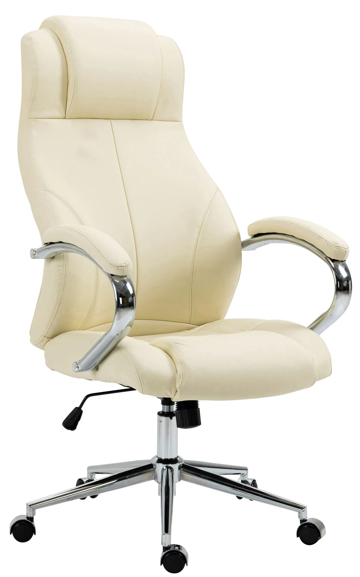 CLP Bürostuhl Salford Echtleder I Chefsessel Mit Leichtlaufrollen I Schreibtischsessel Mit Stufenloser Höhenverstellung