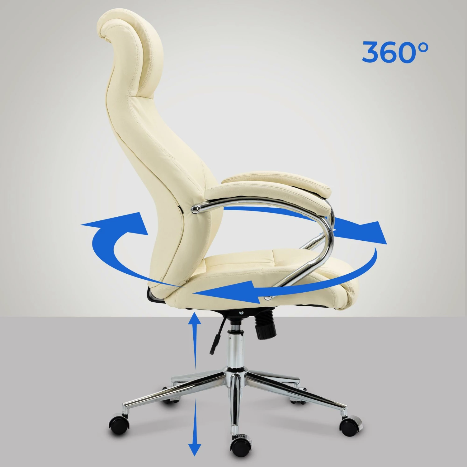 CLP Bürostuhl Salford Echtleder I Chefsessel Mit Leichtlaufrollen I Schreibtischsessel Mit Stufenloser Höhenverstellung – Bild 5