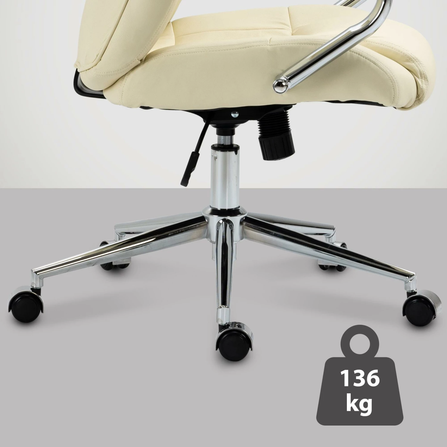 CLP Bürostuhl Salford Echtleder I Chefsessel Mit Leichtlaufrollen I Schreibtischsessel Mit Stufenloser Höhenverstellung – Bild 6