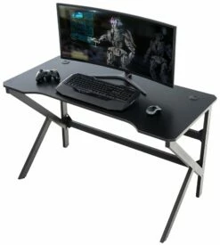 CLP Gaming-Tisch Lewiston I Schreibtisch Mit LED-Beleuchtung I Carbon-Optik