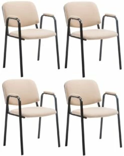 CLP 4er Set Besucherstühle Ken Pro Stoff Mit Gepolsterten Armlehnen Und Stoffbezügen I Polsterstühle Mit Metallgestell