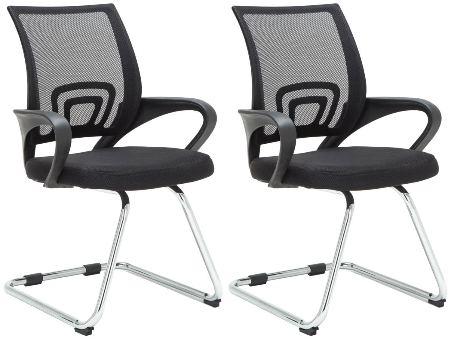 CLP 2er Set Freischwinger Eureka Mit Netzbezug Und Bodenschonern I Wartezimmerstühle Mit Armlehnen & Metalgestell