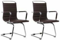 CLP 2er Set Besucherstühle Balve Mit Armlehne I Kunstleder- Oder Echtlederbezug I Freischwinger Mit Bodenschonern