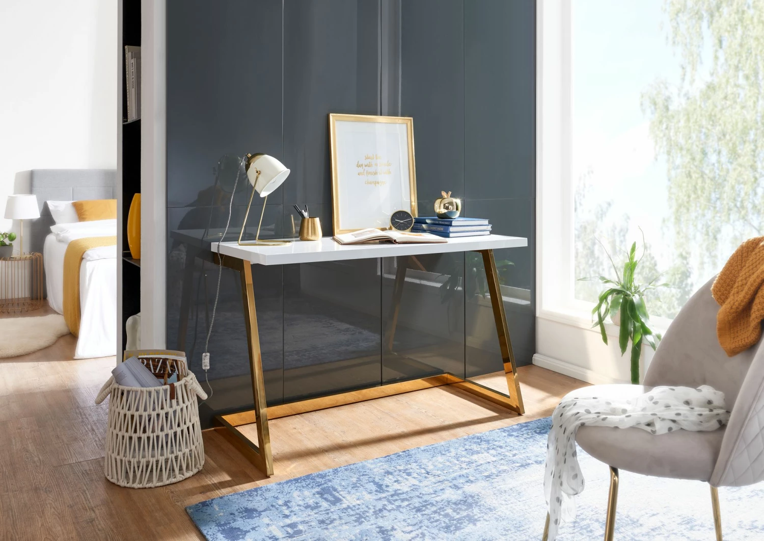 Schreibtisch FineBuy Bürotisch Hochglanz 120 Cm Computertisch Tisch Büro Metall – Bild 3