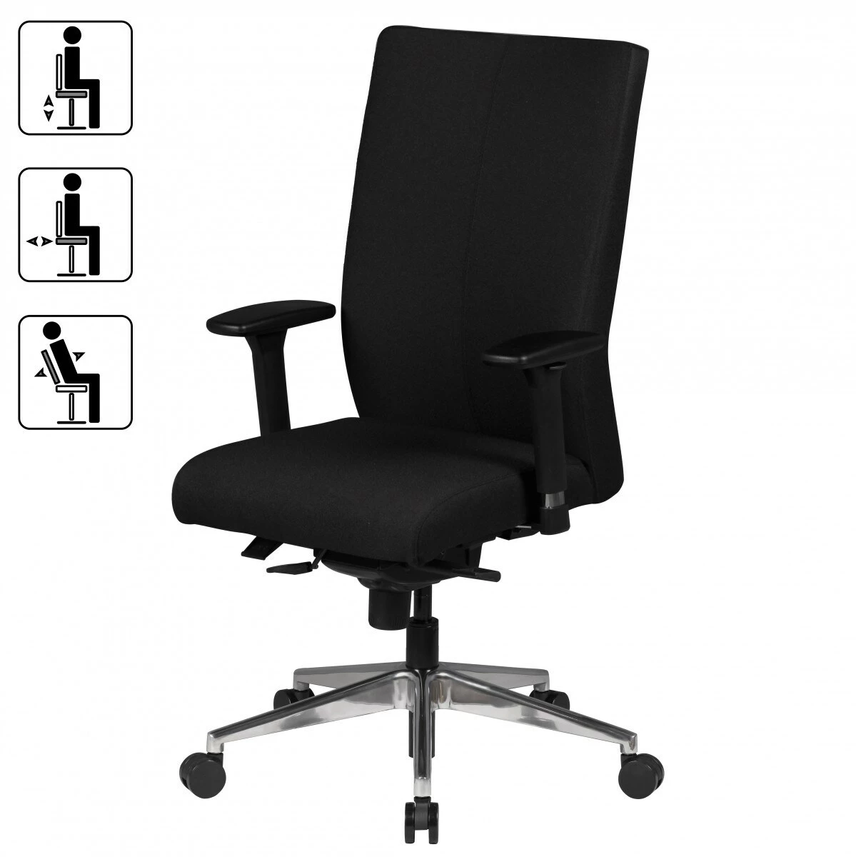 Profi Bürostuhl Schwarz Stoff ADRIAN Chefsessel 120KG Drehstuhl Schwerlaststuhl – Bild 3