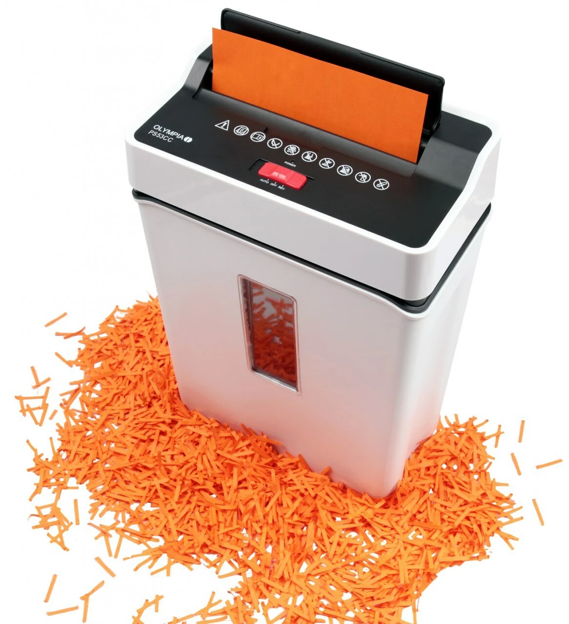 OLYMPIA PS 53 CC Set Mit Ölpapier Aktenvernichter,Partikelschnitt Sicherheitsstufe P4 Weiß – Bild 2