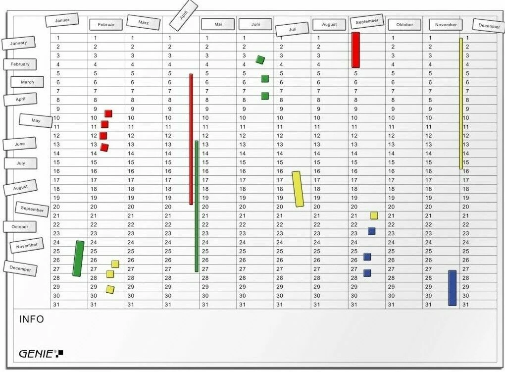 GENIE AP2000 Jahresplaner Magnettafel Terminplaner Whiteboard Wandtafel Pinnwand – Bild 2