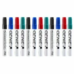12 Stück GENIE Permanent Marker Set Permanentmarker Wasserfest M Rund 4 Farben