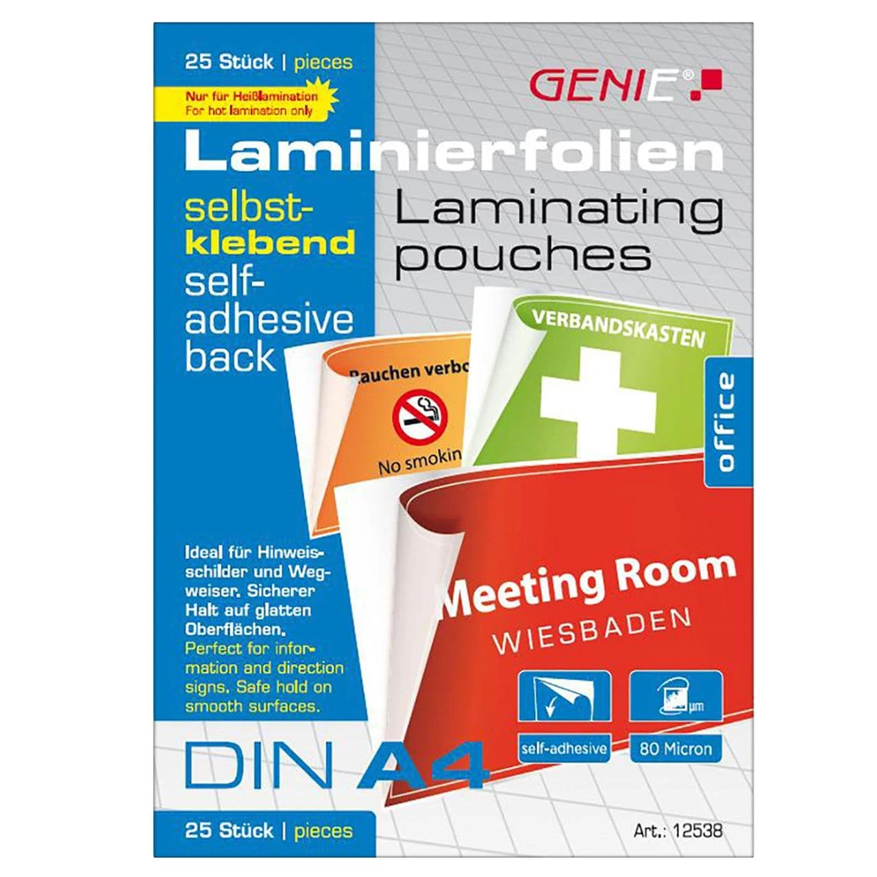 25 Stück Laminierfolien DIN A4 Mit Selbstklebender Rückseite