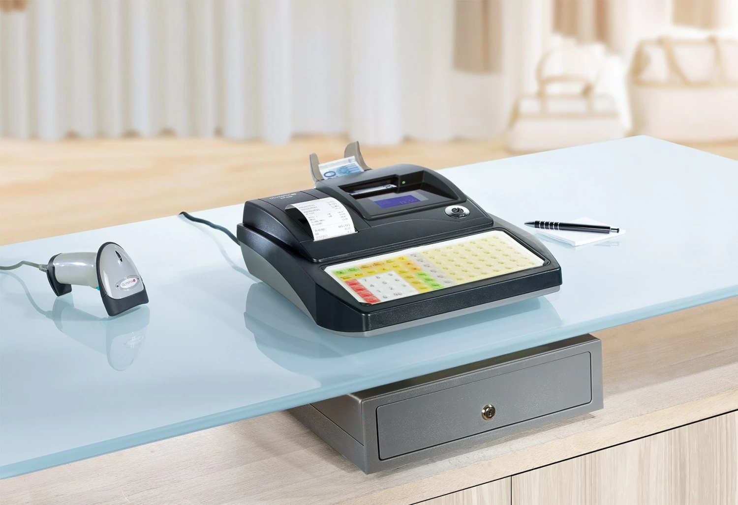 Registrierkasse Olympia CM 941F TSE GoBD/GDPdU-konform 3 Schein- & 8 Münzfächer Flachtastatur Mit 84 Tasten – Bild 2