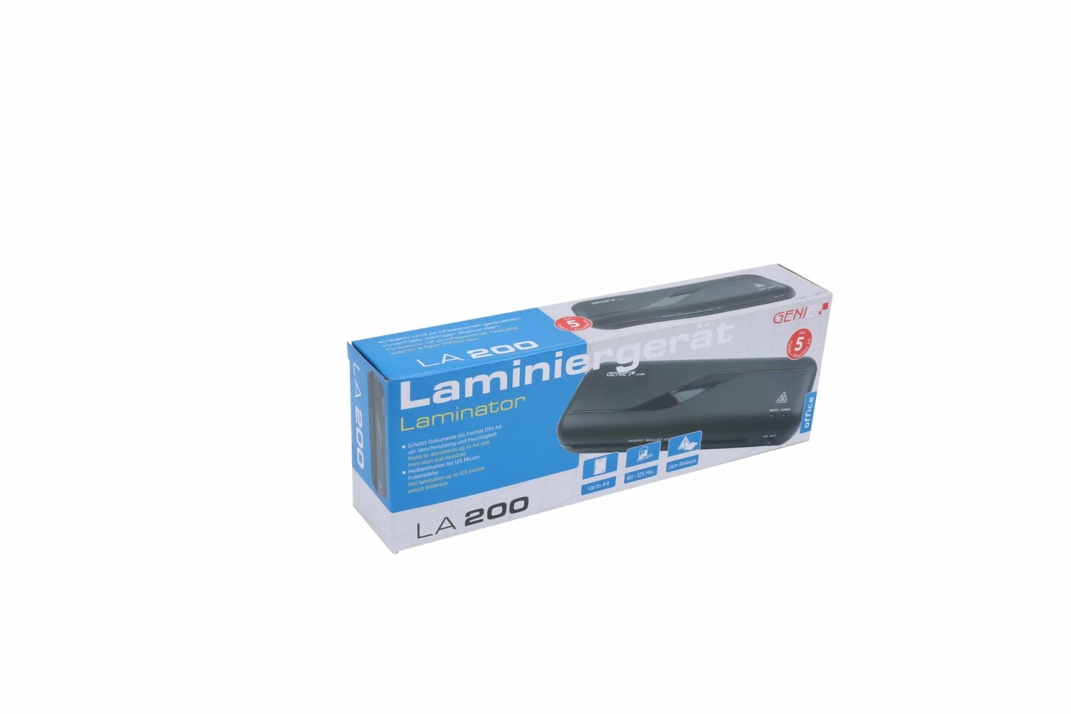 GENIE LA 200 DIN A4 Laminiergerät (80 – 125 Micron) Inkl. 5 Folien DIN A4 – Bild 4