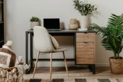 Finori Schreibtisch "Santos", Anthrazit / Bambus