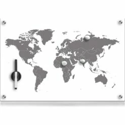 HTI-Living Memoboard Glas Rechteckig Worldmap