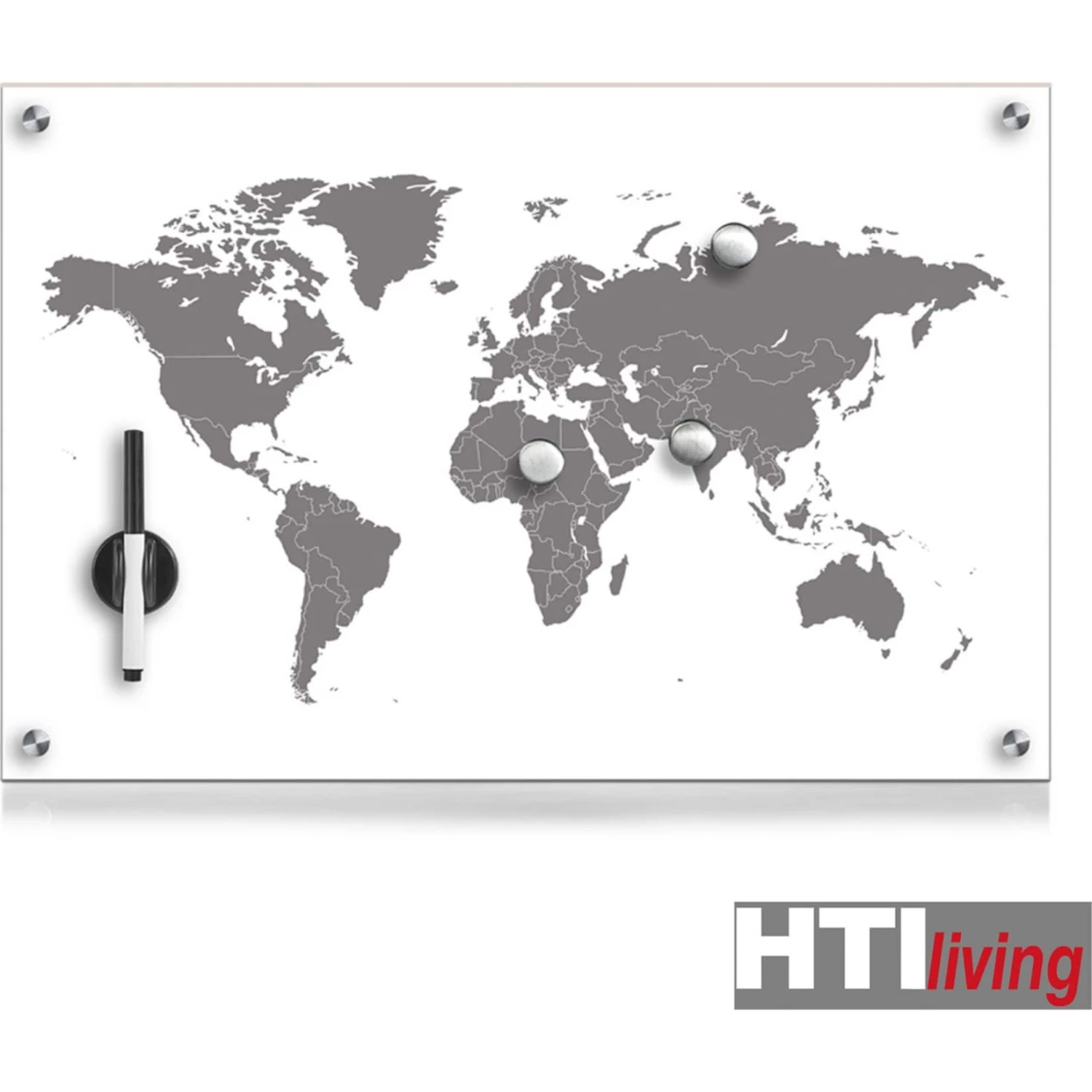 HTI-Living Memoboard Glas Rechteckig Worldmap – Bild 2