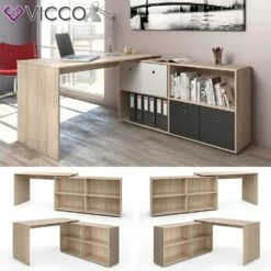 Vicco Eckschreibtisch FlexPlus Computer Bürotisch PC Schreibtisch Eiche Sonoma