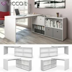 Vicco Eckschreibtisch FlexPlus Computer Bürotisch PC Schreibtisch Weiß