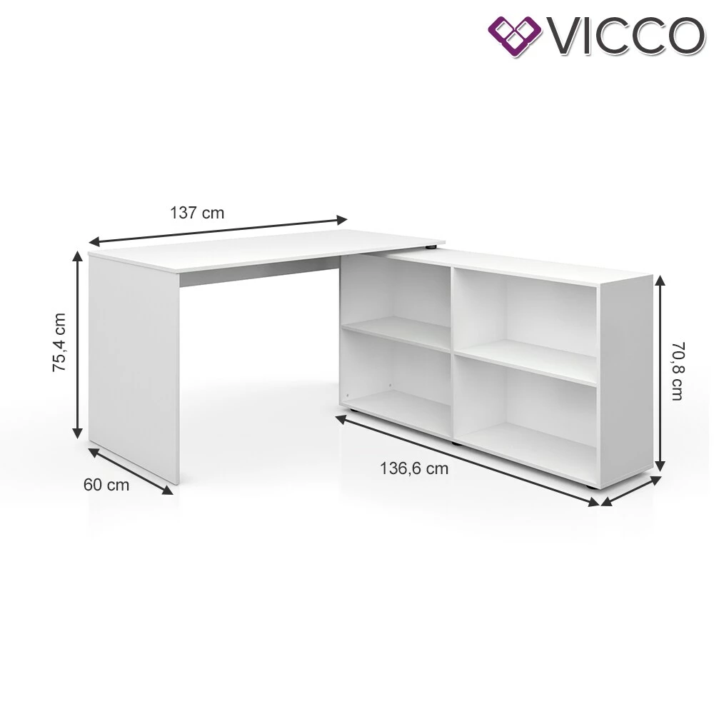 Vicco Eckschreibtisch FlexPlus Computer Bürotisch PC Schreibtisch Weiß – Bild 3
