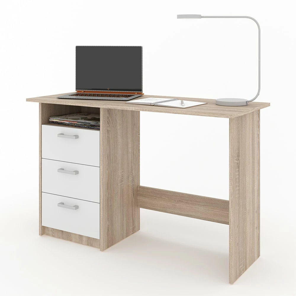 VICCO Schreibtisch MEIKO Weiß Sonoma Eiche Arbeitstisch Bürotisch Regal PC Tisch – Bild 6