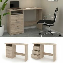 VICCO Schreibtisch MEIKO Sonoma Eiche Arbeitstisch Bürotisch Regal PC Tisch