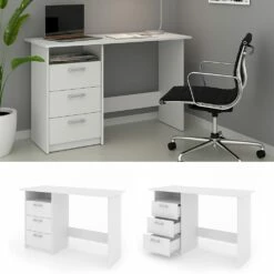 VICCO Schreibtisch MEIKO Weiß Arbeitstisch Bürotisch Regal PC Tisch Schubladen